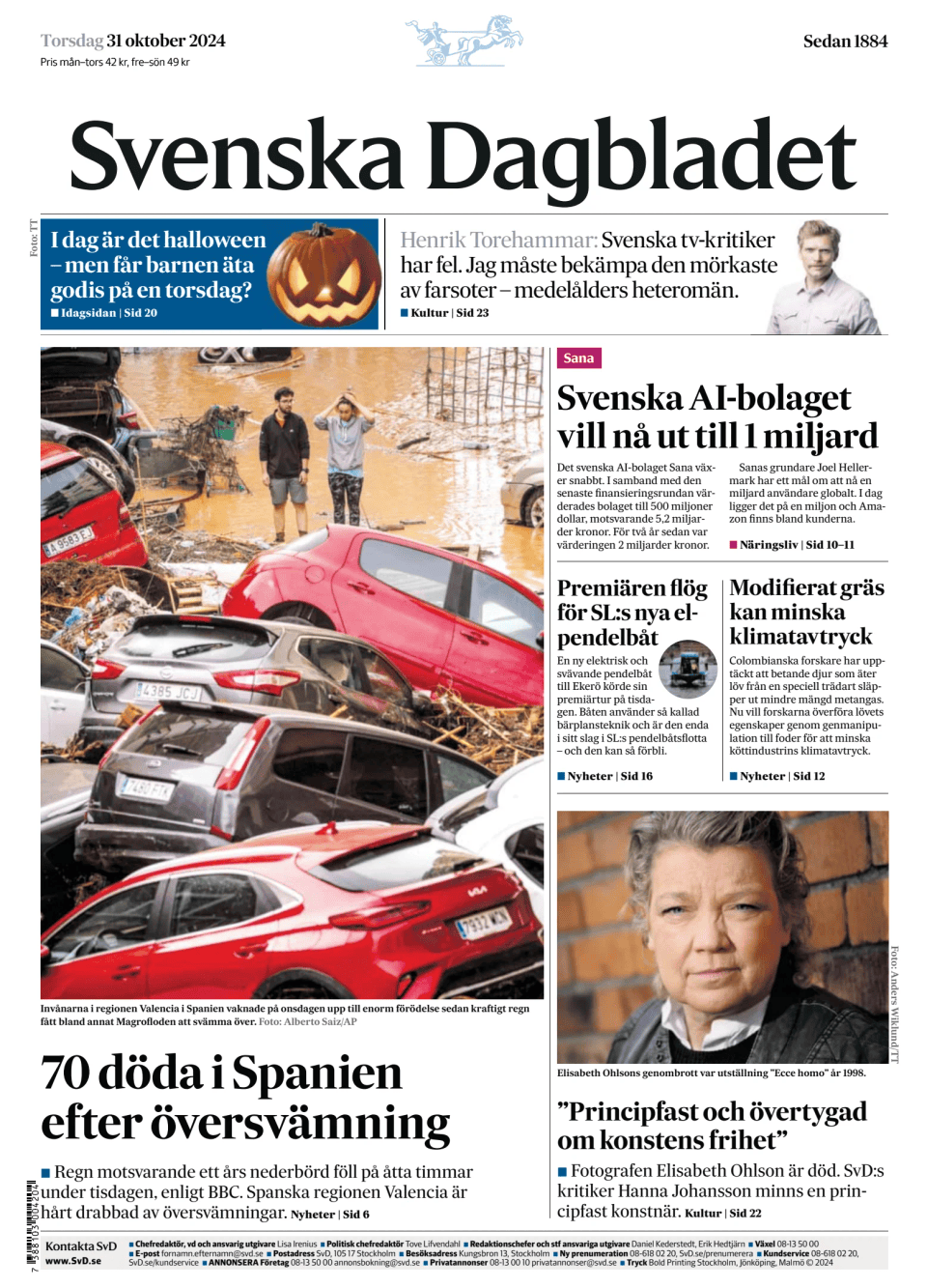 Prima-pagina-Svenska Dagbladet-edizione-di-oggi-20241031